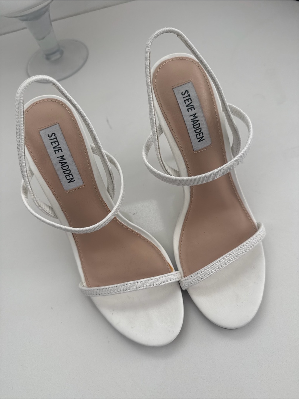 Steve Madden White Strappy Slingback Heeled Sandals